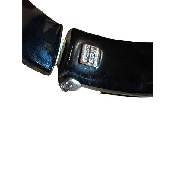 Alexis Bittar Lucite Bangle Bracelet Swarovski Crystal Dark Gray Magnetic - Picture 7 of 11